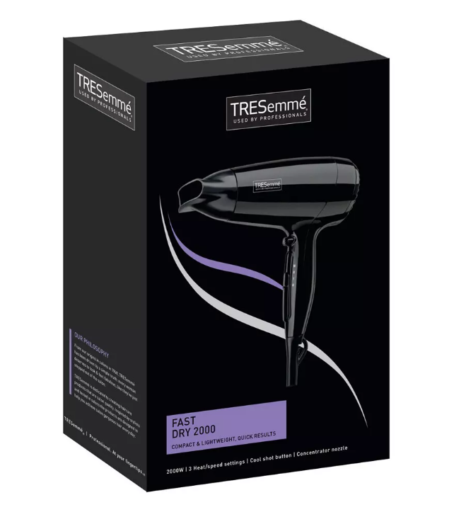 Tresemme Hair Dryer Fast Dry 2000 Compact Lightweight Blow Dryer 3 Settings