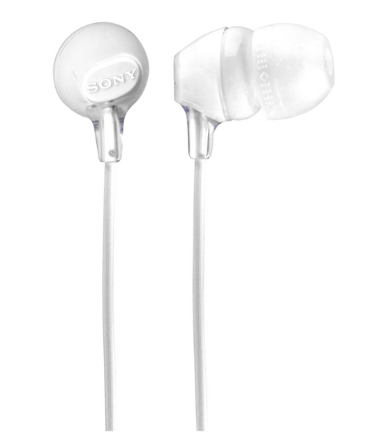 Sony Wired Earphones In-Ear Stereo Headphones Silicone Rubber Earbud - White