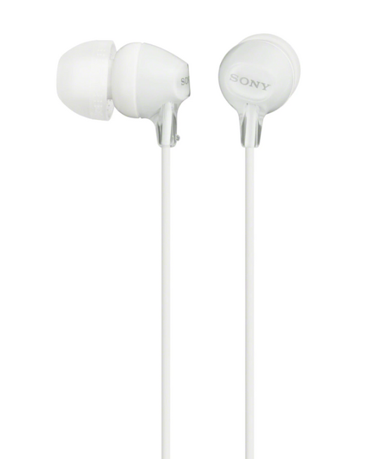 Sony Wired Earphones In-Ear Stereo Headphones Silicone Rubber Earbud - White