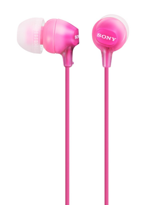 Sony Wired Earphones In-Ear Stereo Headphones Silicone Rubber Earbud - Pink