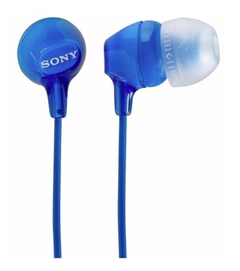 Sony Wired Earphones In-Ear Stereo Headphones Silicone Rubber Earbud - Blue