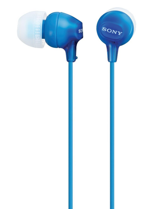 Sony Wired Earphones In-Ear Stereo Headphones Silicone Rubber Earbud - Blue