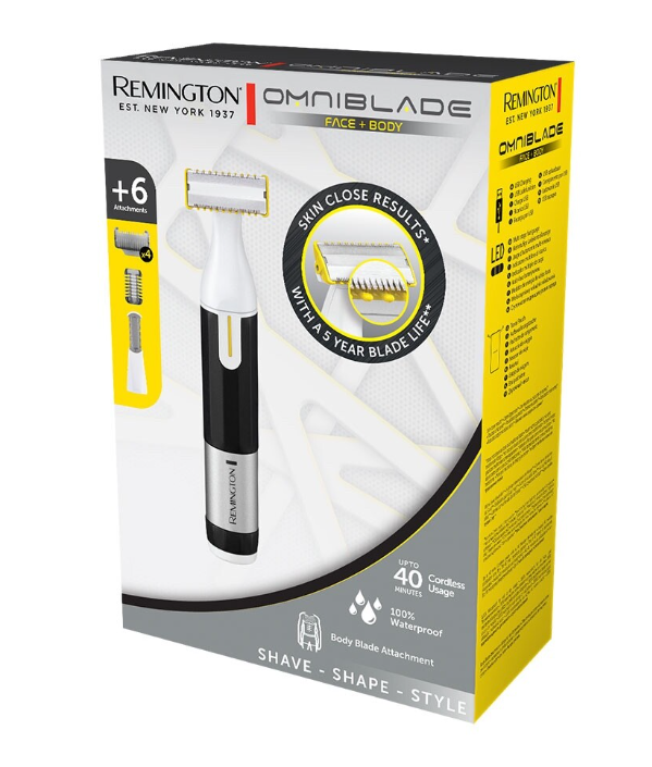 Remington Omniblade Shaver Mens Face & Body Trimmer Rechargeable - 6 Attachments
