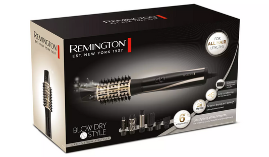 Remington 1200W Hot Air Styler Hair Brush Dryer with 6 Attachments AS7700