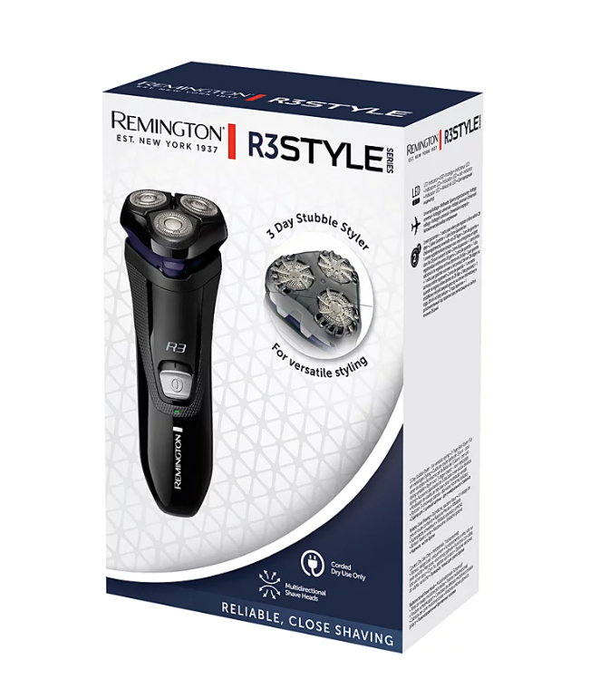 Remington R3 Mens Shaver Dry Use Corded Rotary Shaver Stubble Styler Trimmer