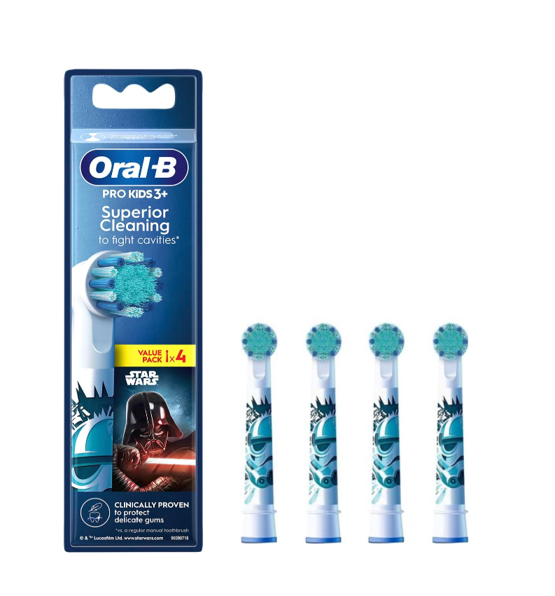 Oral-B Pro Kids Replacement Toothbrush Heads Star Wars Design - 4 Heads