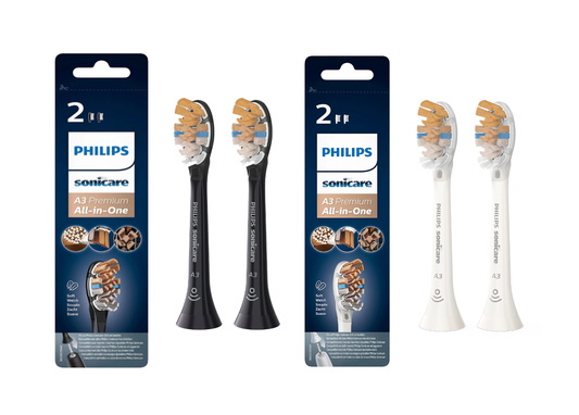 Philips Sonicare A3 Replacement Toothbrush Heads Black / White HX9092 - 2 Heads