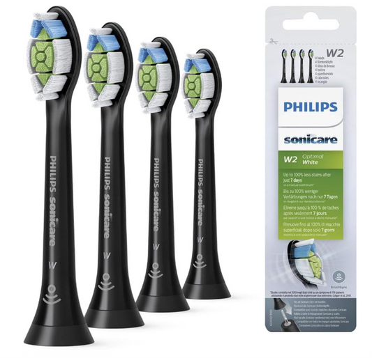 Philips Sonicare W2 Replacement Toothbrush Heads Black / White HX6064 - 4 Heads