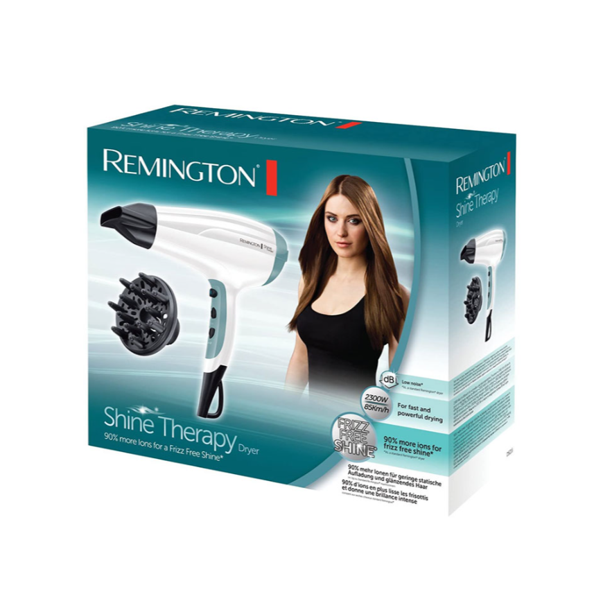 Remington Shine Therapy Hair Dryer 2300W Power Drying Low Noise with Diffuser