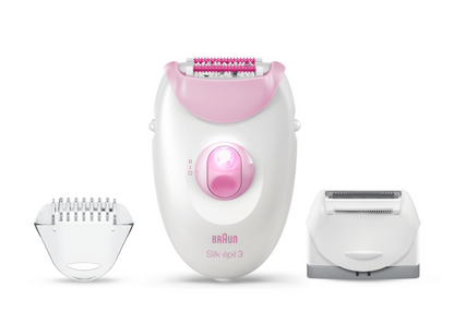 Braun Epilator & Shaver Trimmer Silk Epil 3 Leg & Body  Corded + 2 Attachments