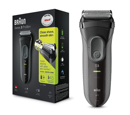 Braun Series 3 ProSkin Electric Shaver Mens Foil Shaver Waterproof 3000s - Black
