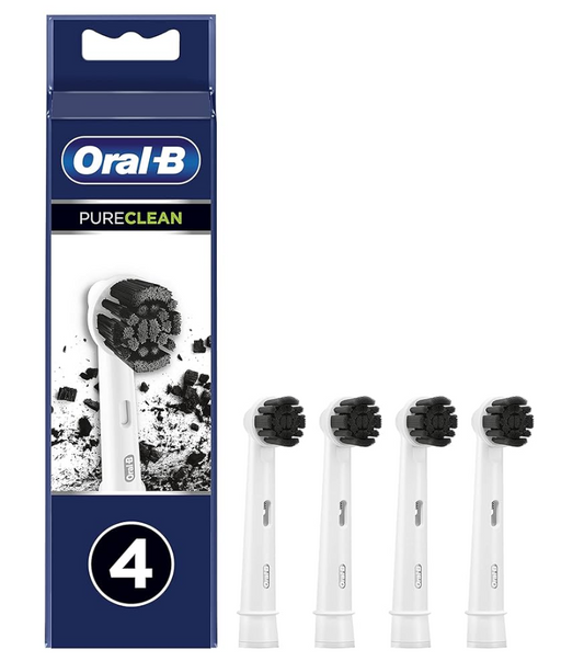 Oral-B Pure Clean Charcoal Replacement Toothbrush Heads - 4 Pack