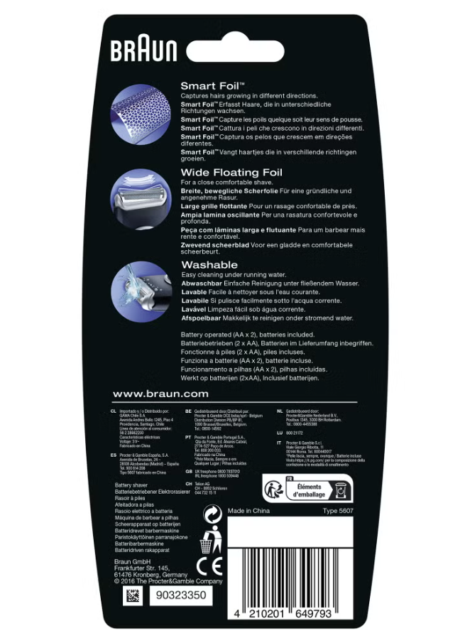 Braun Travel Shaver Washable Mens Foil Shaver MobileShave M-60 Battery Powered