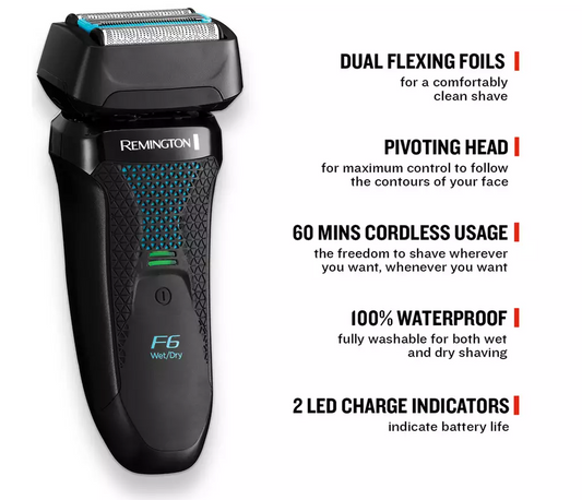 Remington F6 Mens Foil Shaver Wet or Dry Cordless Waterproof Stubble Styler
