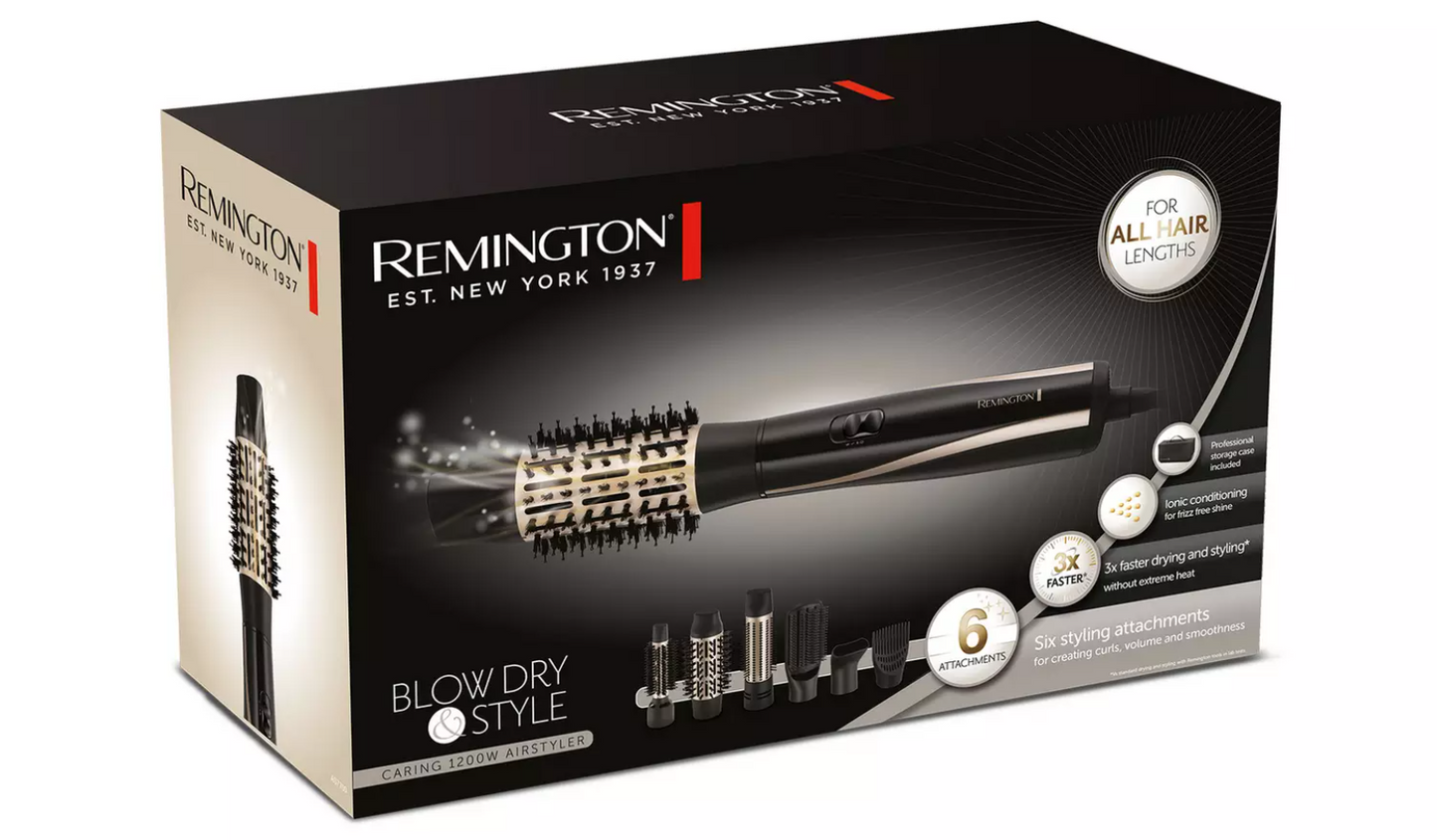 Remington 1200W Hot Air Styler Hair Brush Dryer with 6 Attachments  AS7700