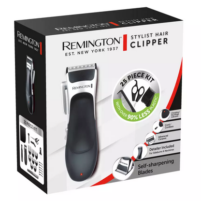 Remington Hair Clipper Corded / Cordless Haircutting Kit 25 Piece Grooming Set