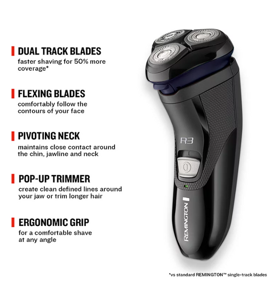 Remington R3 Mens Shaver Dry Use Corded Rotary Shaver Stubble Styler Trimmer