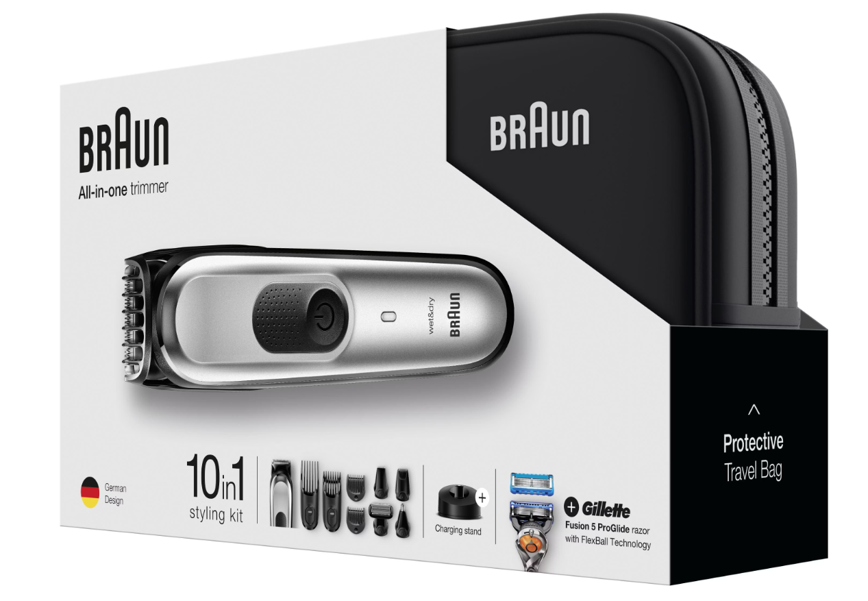 Braun Trimmer Beard & Hair Multi Grooming Clipper 10-in-1 Set inc Gillette Razor