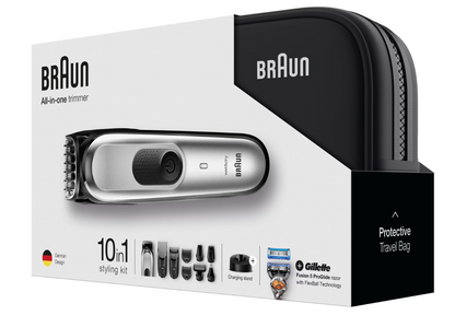 Braun Trimmer Beard & Hair Multi Grooming Clipper 10-in-1 Set inc Gillette Razor