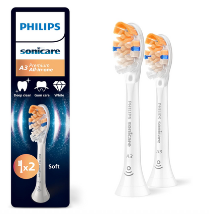 Philips Sonicare A3 Replacement Toothbrush Heads Black / White HX9092 - 2 Heads