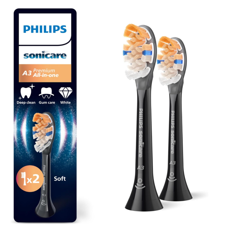 Philips Sonicare A3 Replacement Toothbrush Heads Black / White HX9092 - 2 Heads