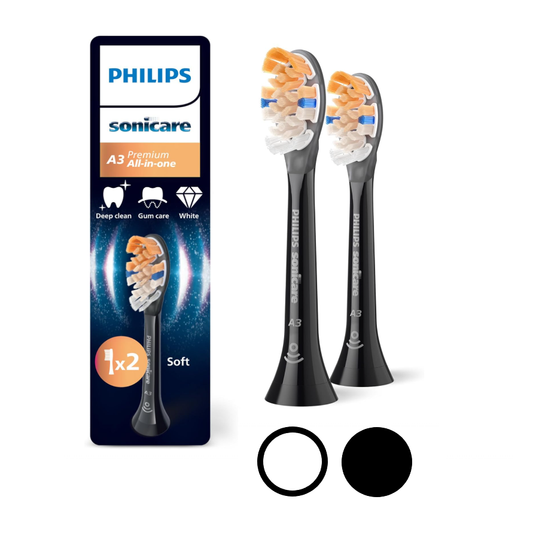 Philips Sonicare A3 Replacement Toothbrush Heads Black / White HX9092 - 2 Heads